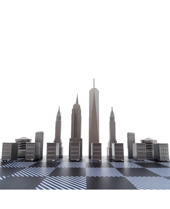 Designer New York Skyline Chess Set in Stainless Steel – NY