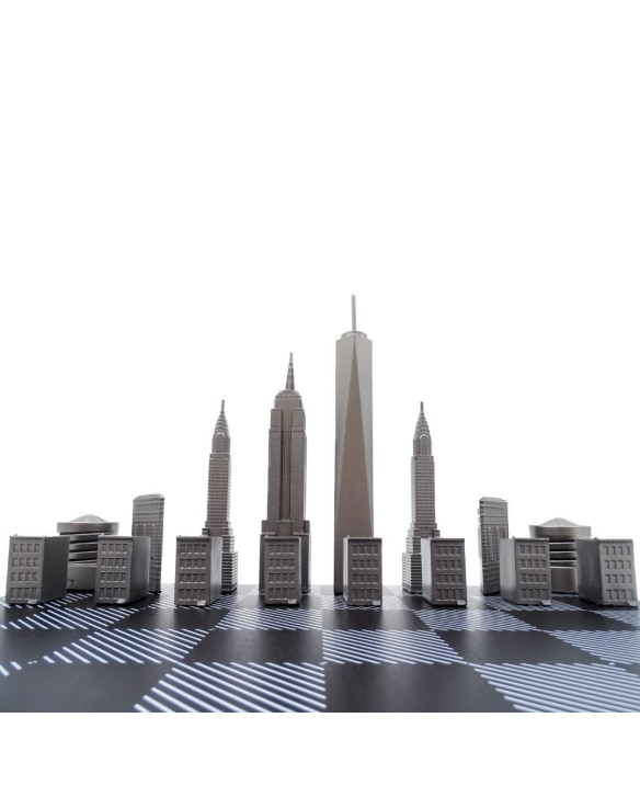 Designer New York Skyline Chess Set in Stainless Steel – NY
