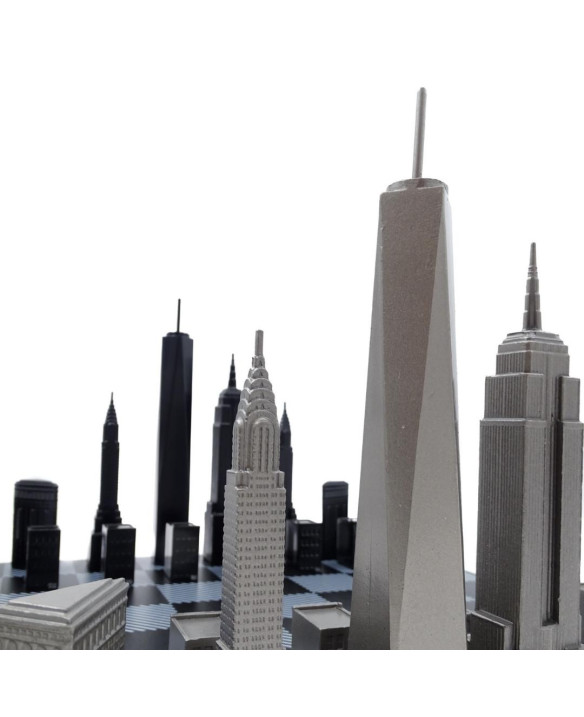 Designer New York Skyline Chess Set in Stainless Steel – NY