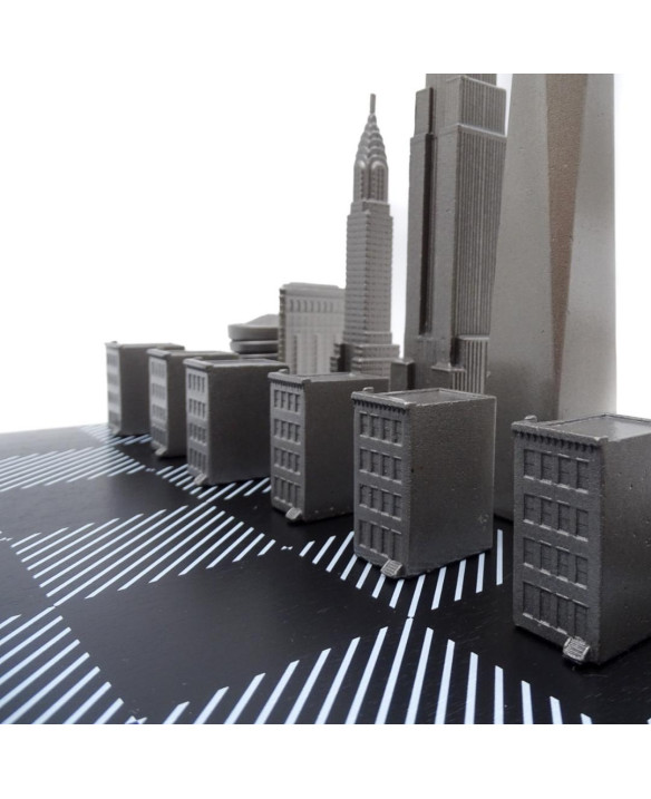 Designer New York Skyline Chess Set in Stainless Steel – NY