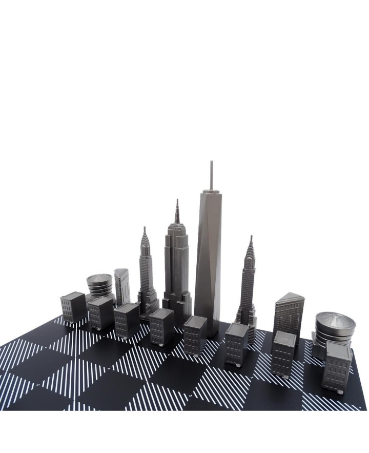 Designer New York Skyline Chess Set in Stainless Steel – NY