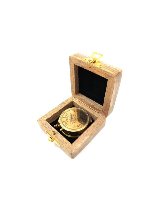 Brass compass with a sundial in a wooden box 1058