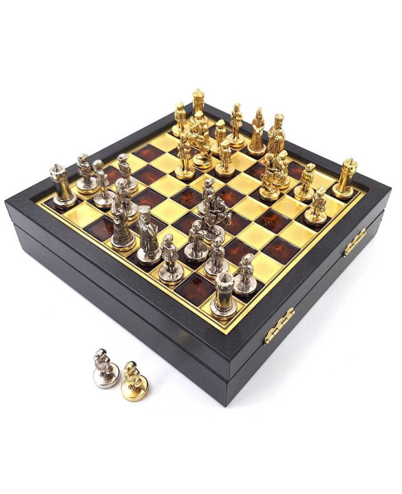 Ekskluzywne szachy metalowe Dynastia Macedońska - Szachownica 20x20cm - SK1