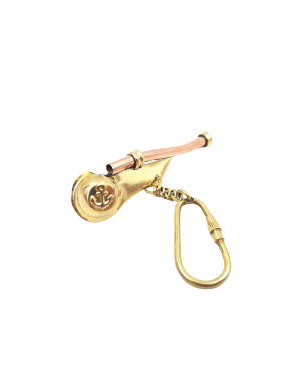Brass bosun's whistle keyring - KRT28B