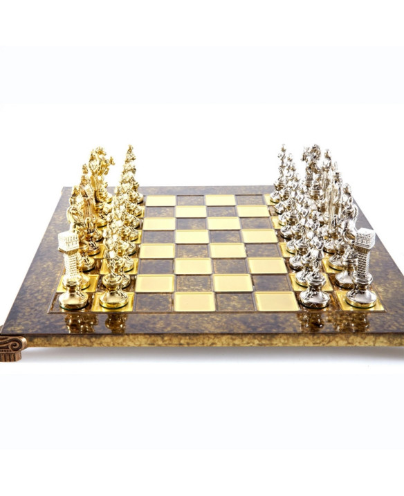 Large Luxury Chess Set – 36x36 cm – Gold and Silver -  Renesans S9BRGS
