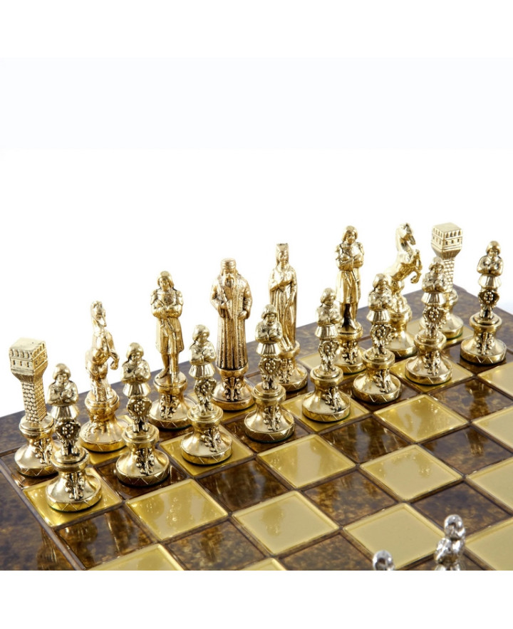 Large Luxury Chess Set – 36x36 cm – Gold and Silver -  Renesans S9BRGS