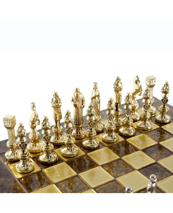 Large Luxury Chess Set – 36x36 cm – Gold and Silver -  Renesans S9BRGS