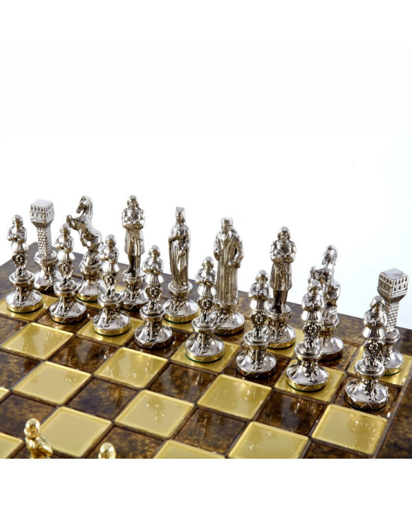 Large Luxury Chess Set – 36x36 cm – Gold and Silver -  Renesans S9BRGS